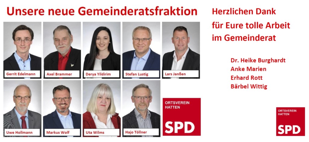 Neue SPD Gemeinderatsfratkion Hatten und Dank an ausscheidende Mitglieder
