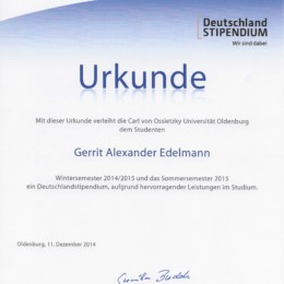 Deutschlandstipendium Gerrit Edelmann Universitaet Oldenburg